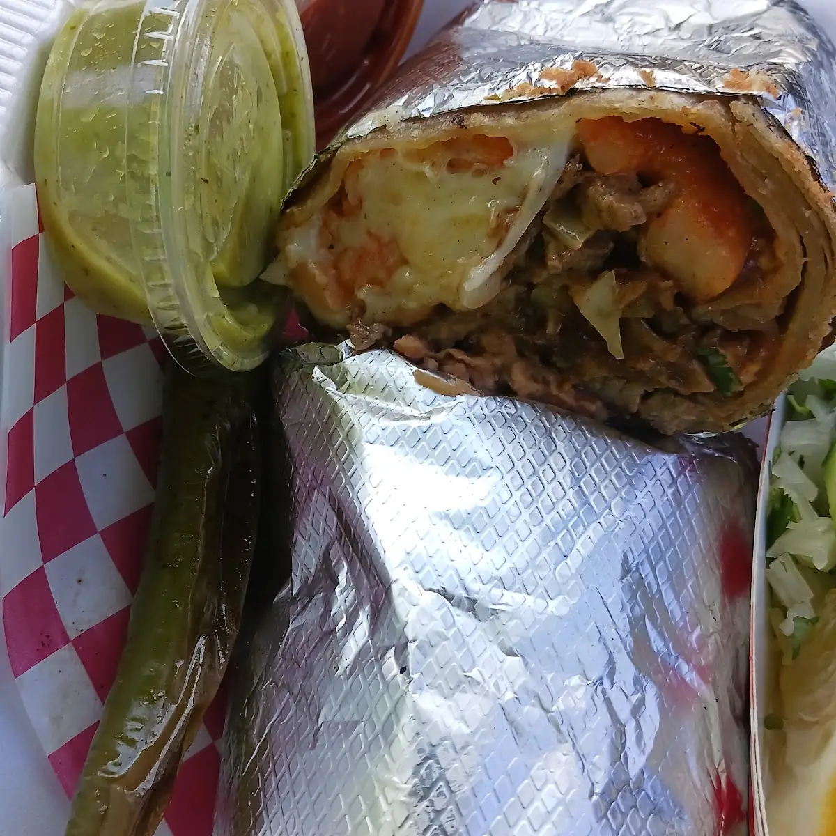 Mixed Asada Shrimp Burrito