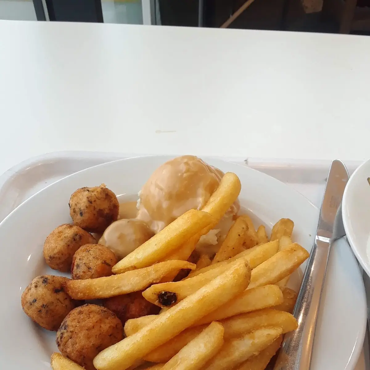 Salmon Rolls Mashed Potatoes & Gravy Fries