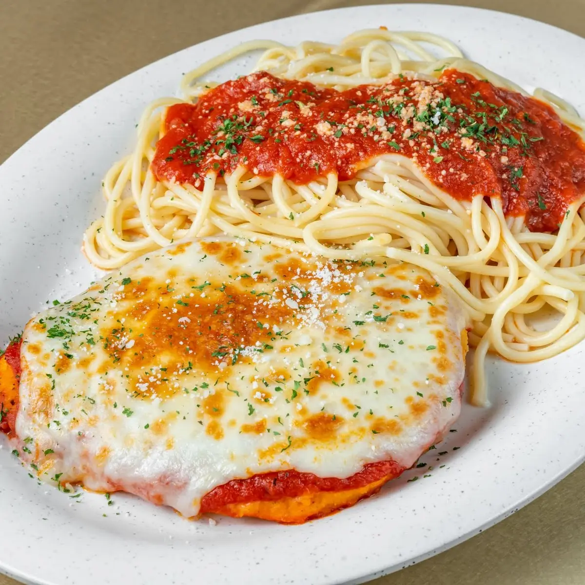 Chicken Parmigiana with Side Spaghetti