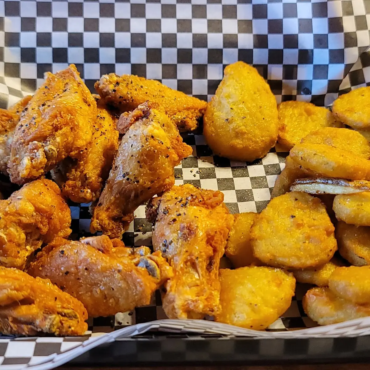 Greek Dry Rub Chicken Wings and Pickle Chips
