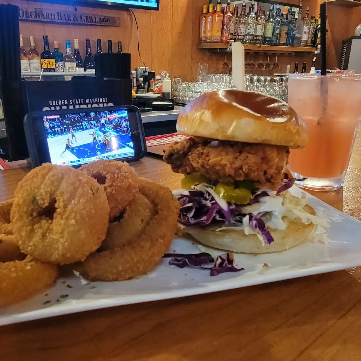 Chicken Sandwich with Onion Rings