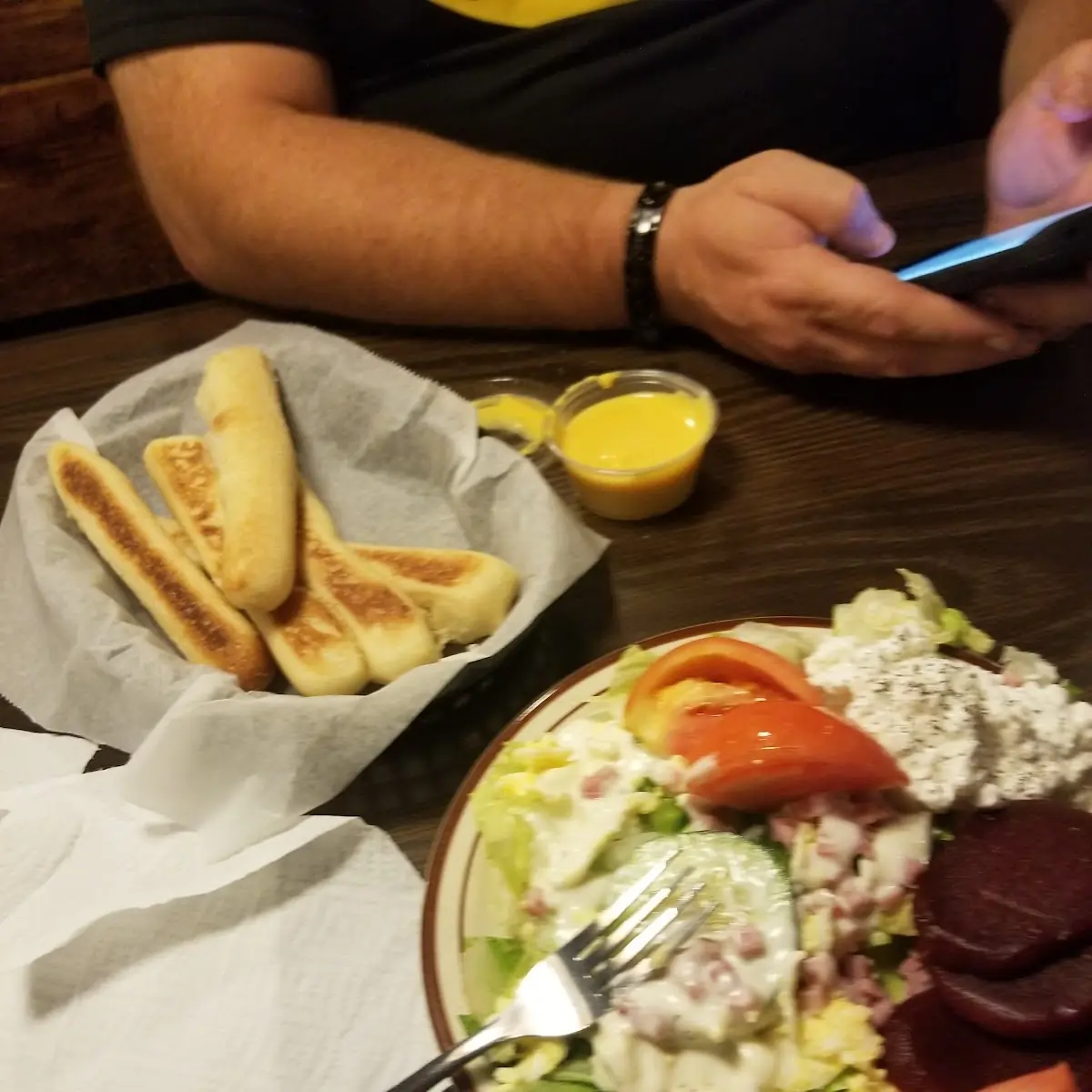 Bread Sticks with Cheese and Salad