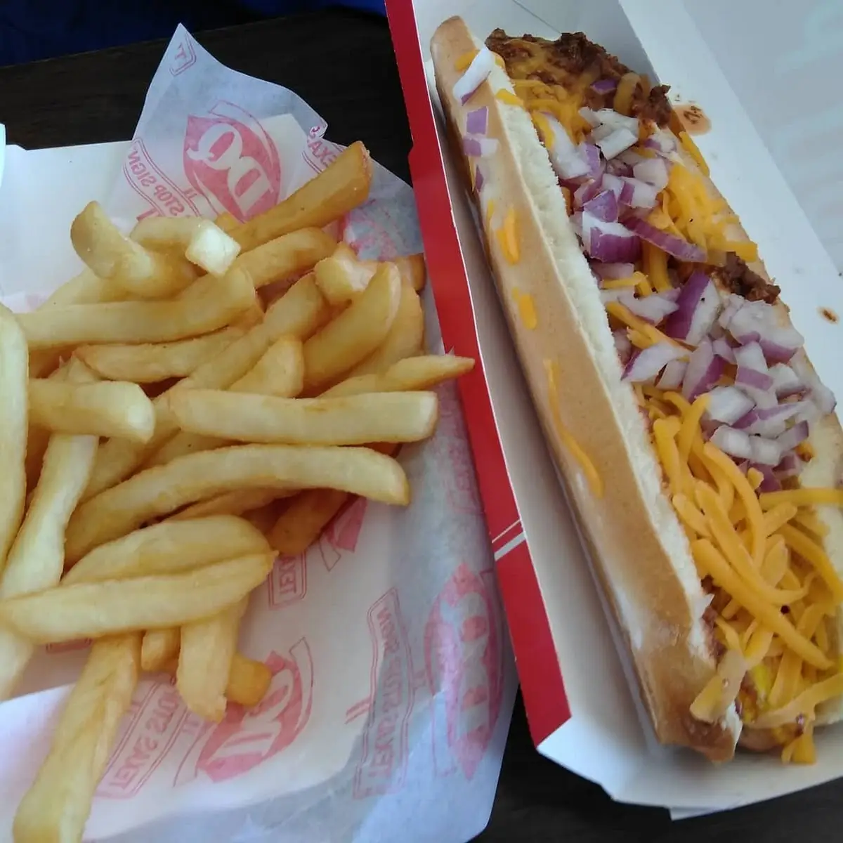 Foot Long Hot Dog and Fries