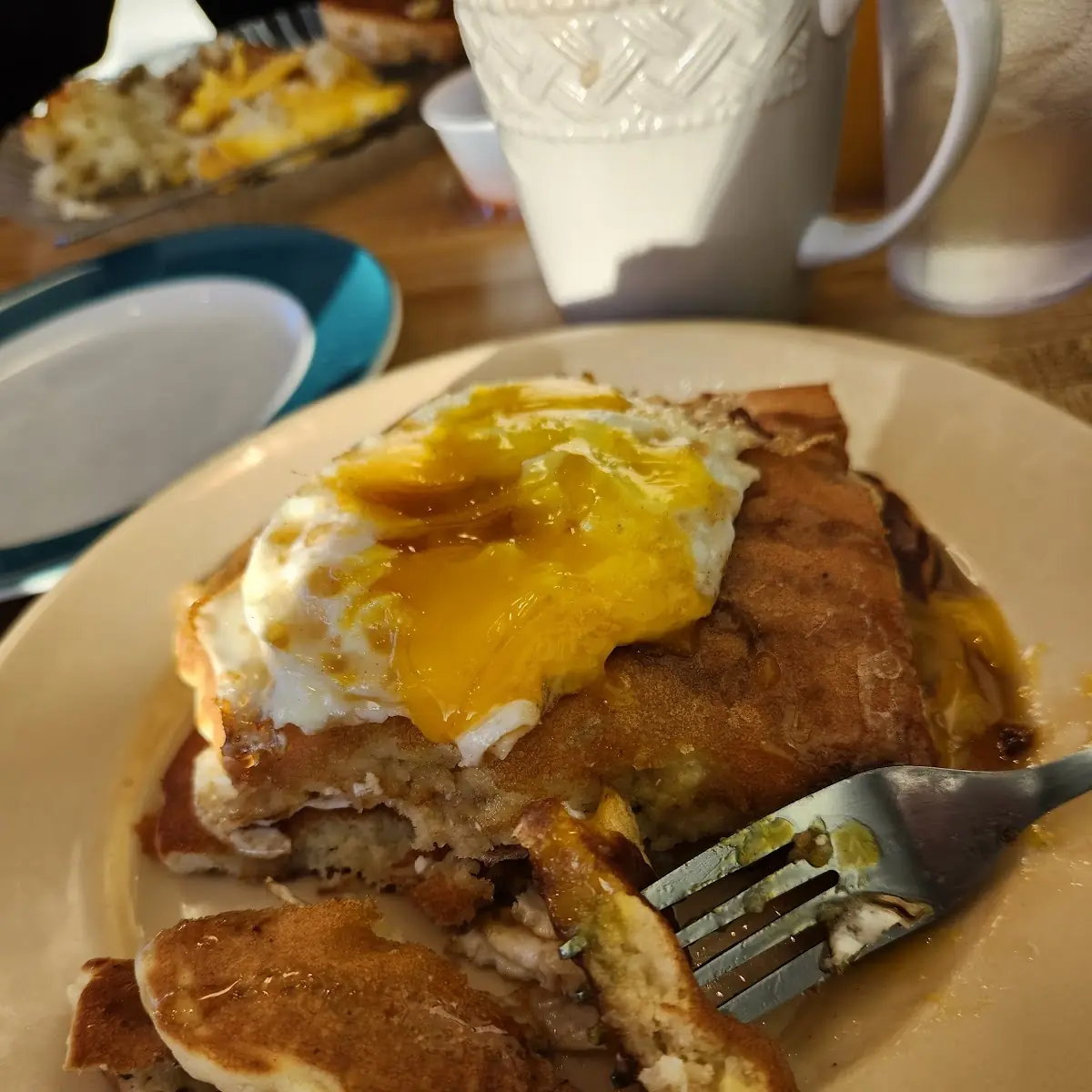 Banana Bread Pancakes with Eggs