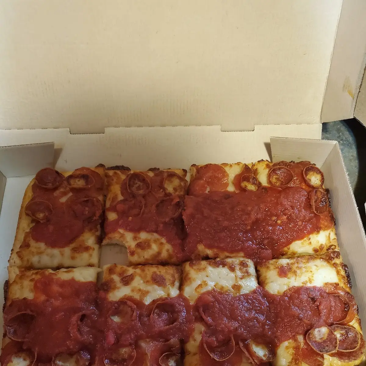 Detriot Style Pepperoni Pizza