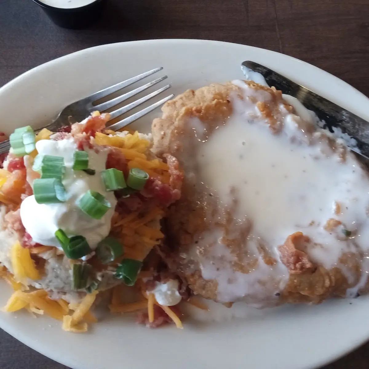 Chicken Fried Steak and Loaded Mashed Potatoes