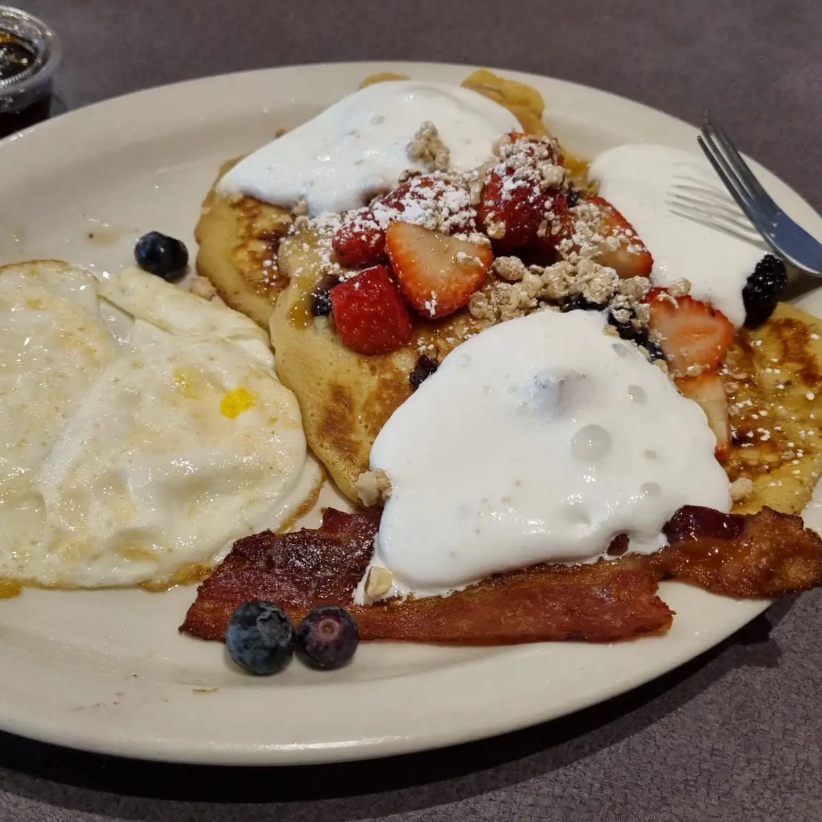 Three Berry Caramel Pancake Breakfast