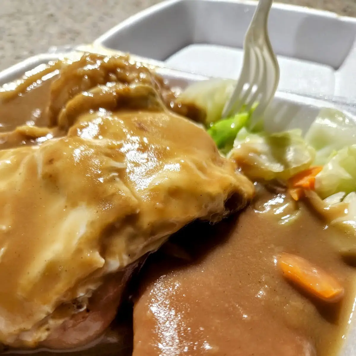 Loco Moco Spam w Egg over-Eaay & Steamed Vegetables