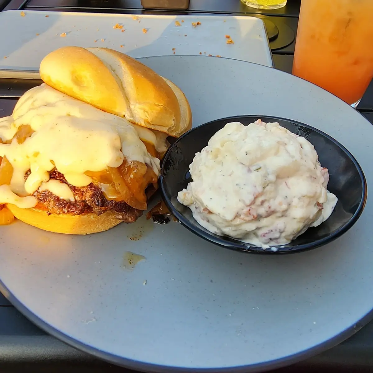 Smash Burger and Potato Salad