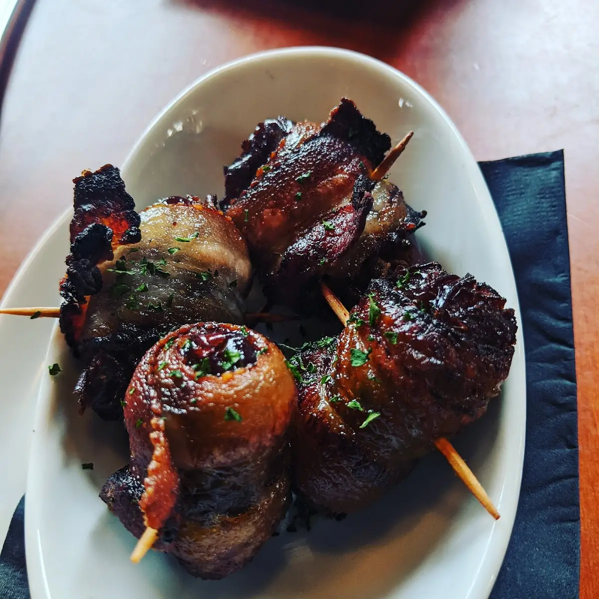 Bacon Wrapped Dates with Blue Cheese