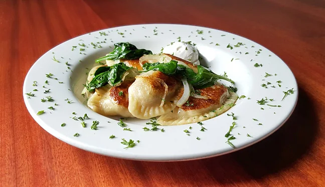 Borscht with Veggie Pierogi