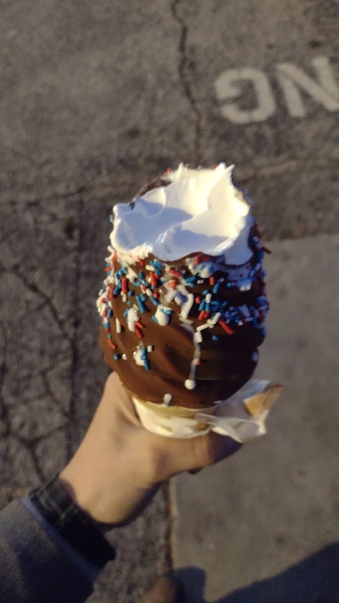 Large Vanilla Cone Dipped in Chocolate with Star Spangle Sprinkles