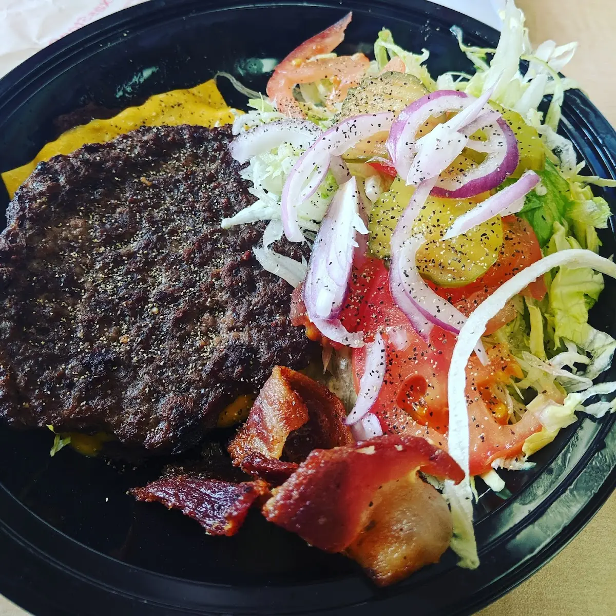 Bunless Triple Cheeseburger