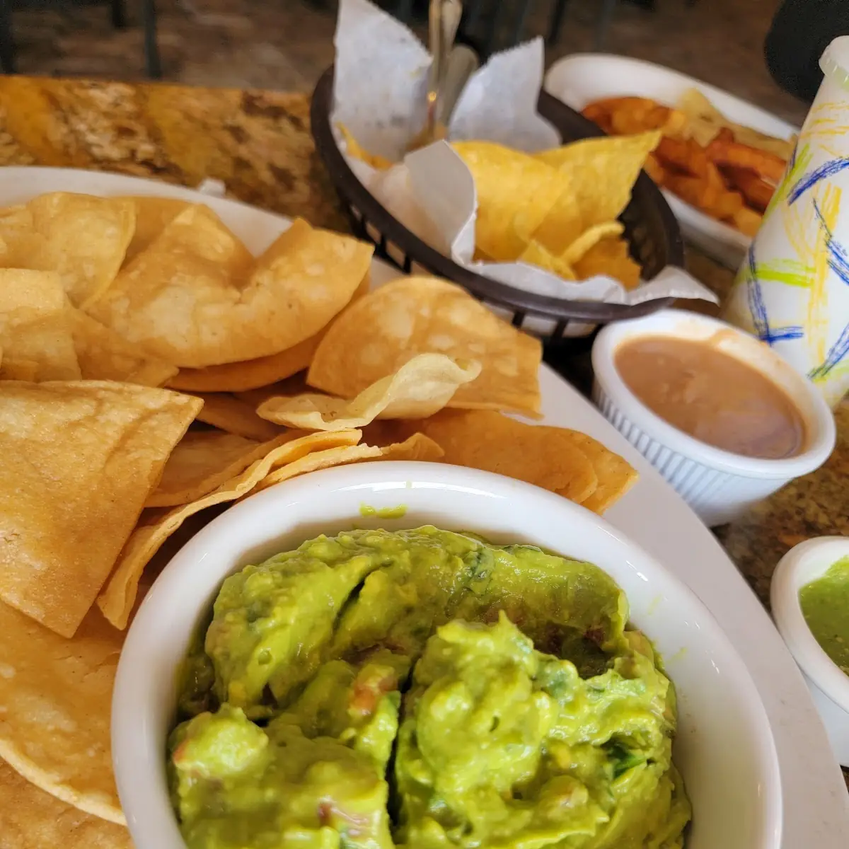Guacamole Chips and Guacamole