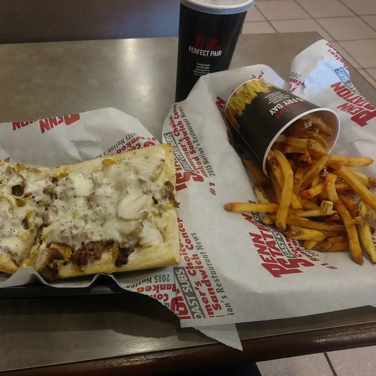 Small Cheese Steak Sub and Fries