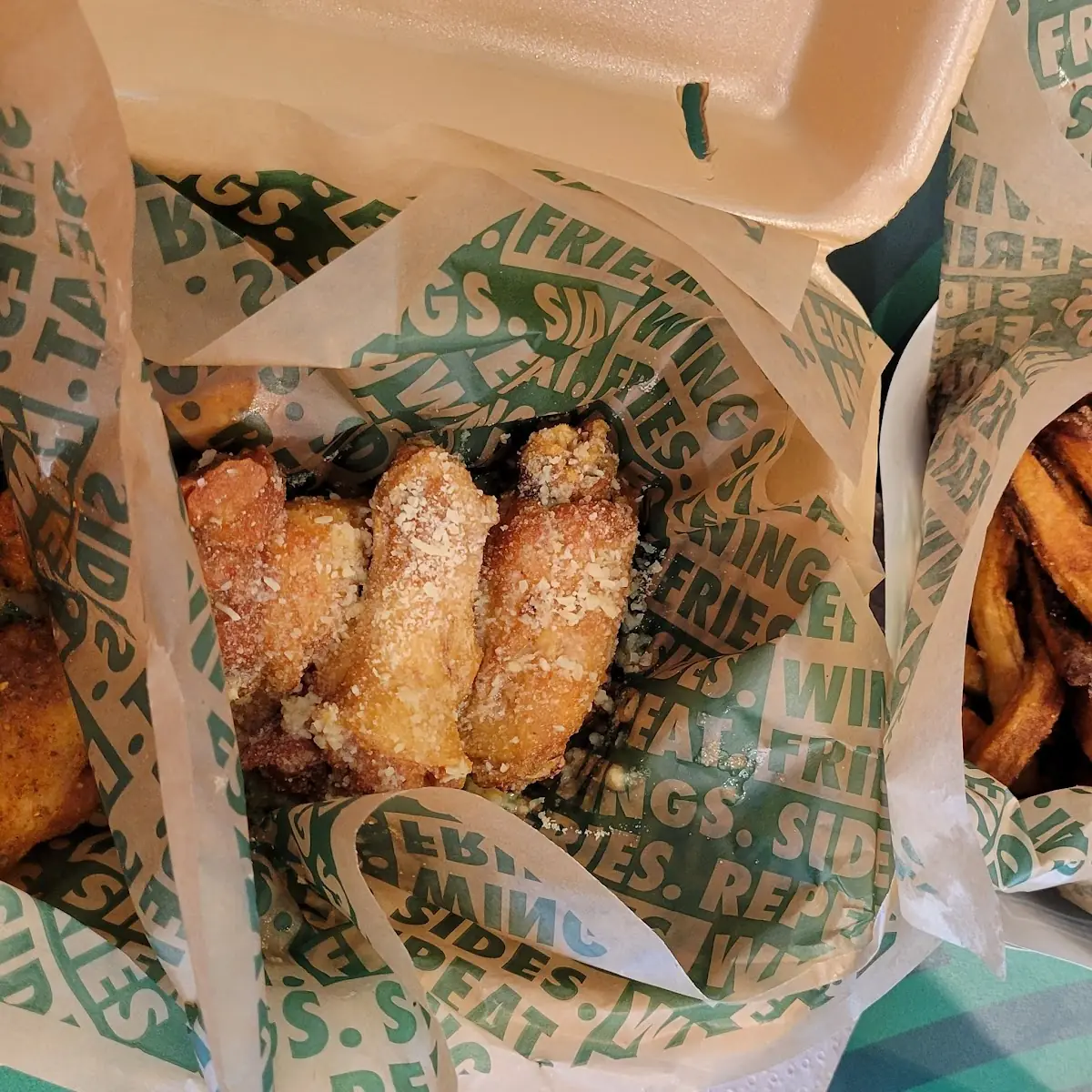 6 Piece Bone in Wings and Fries