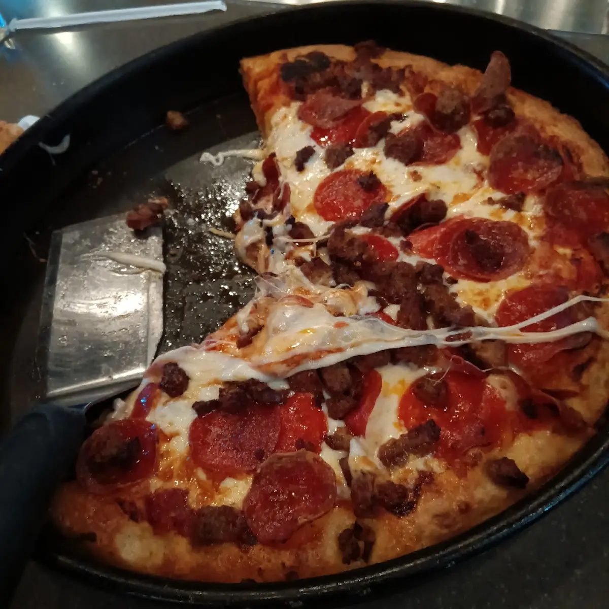 Pepperoni and Sausage Pan Pizza