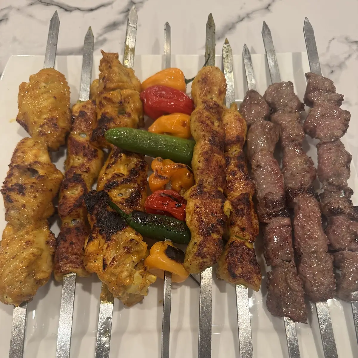 Grilled Chicken Skewers on Plate