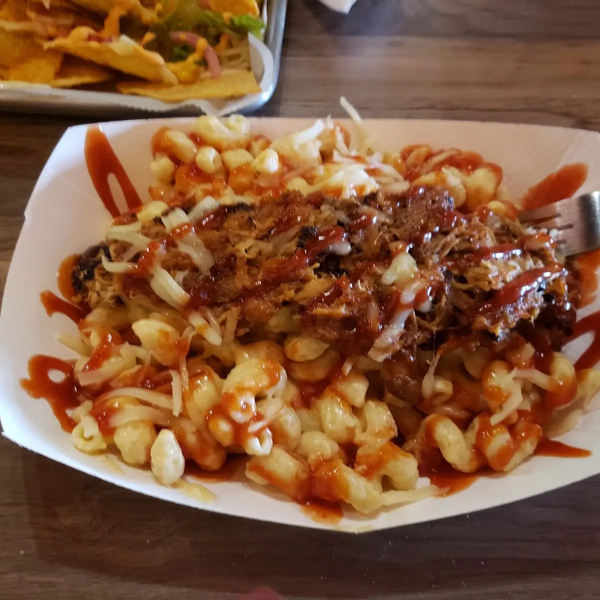 Pulled Pork Bbqover Mac and Cheese