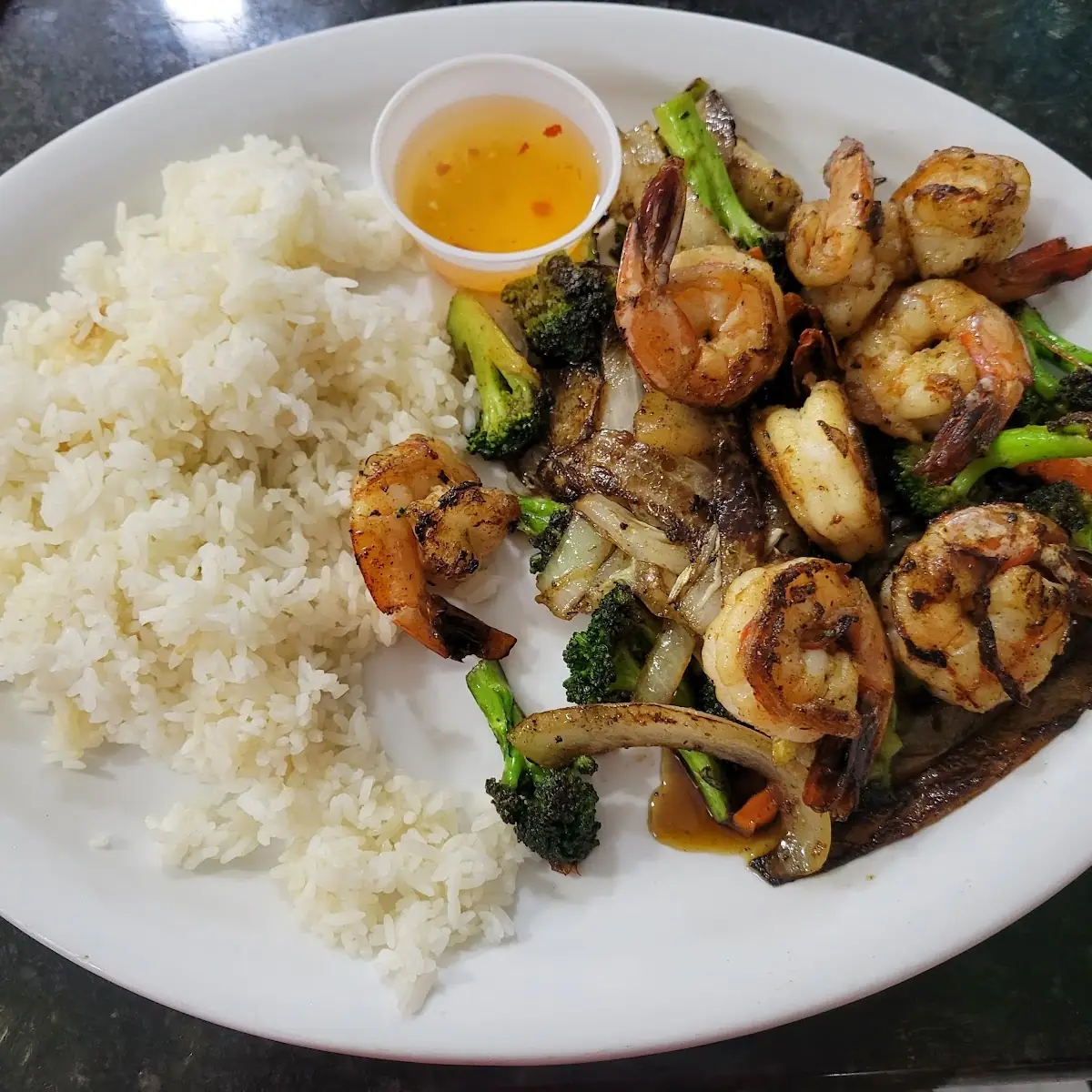 Grilled Shrimp & Vegetables with Steamed Rice