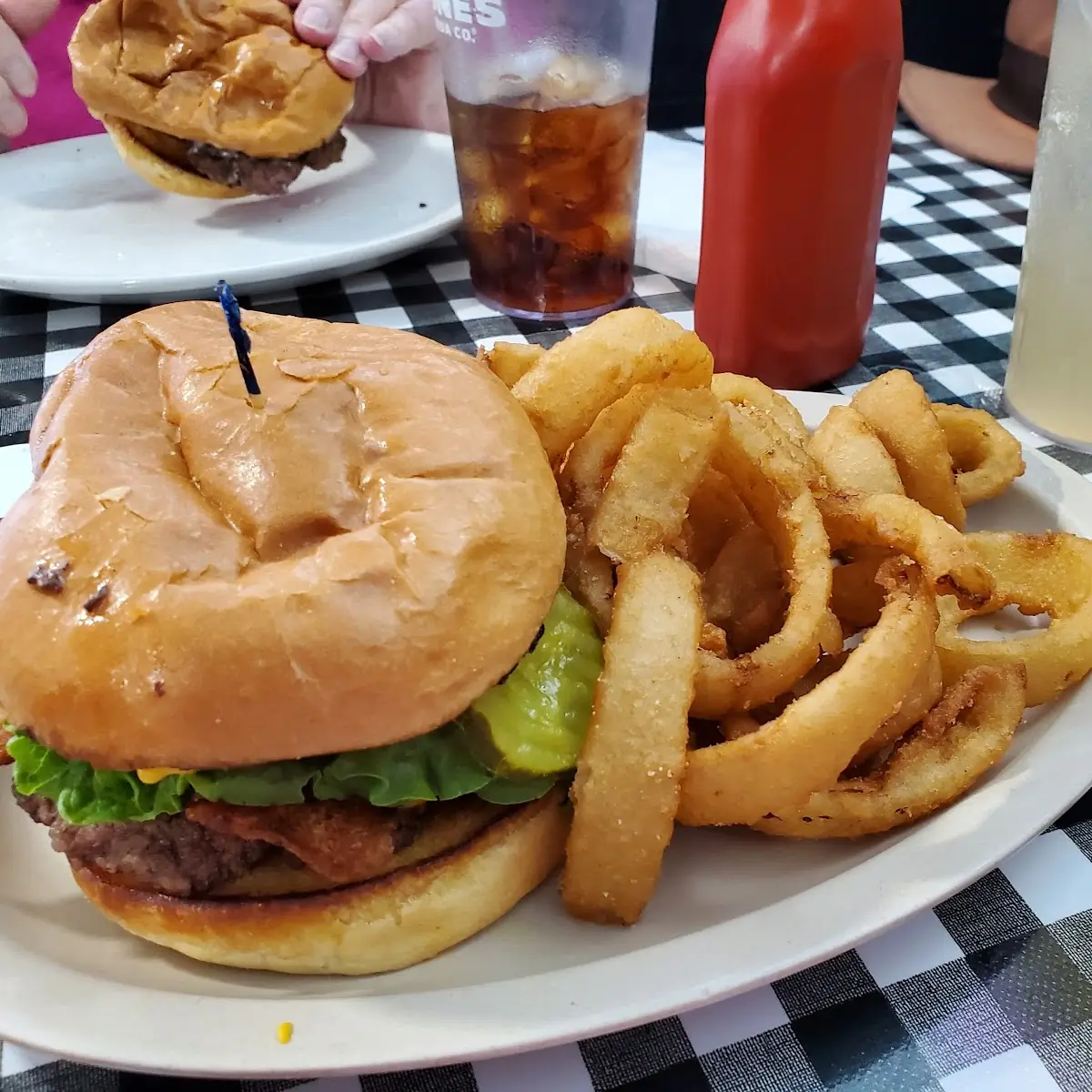 Bacon Burger and Onion Rings