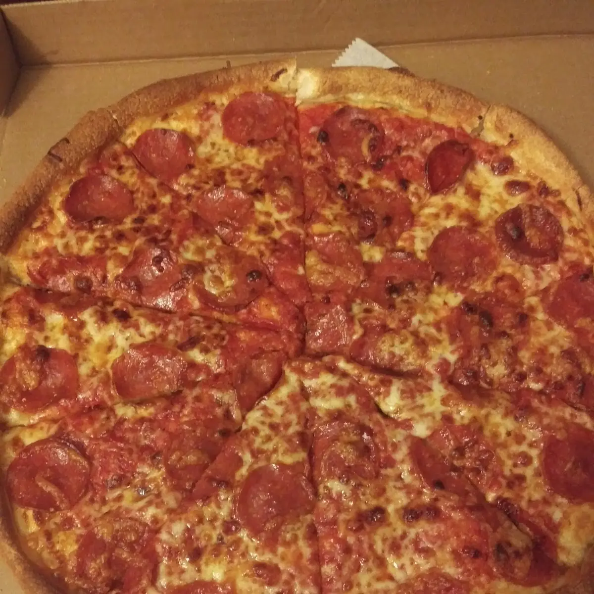 Pepperoni Pizza Light Cheese Well Done