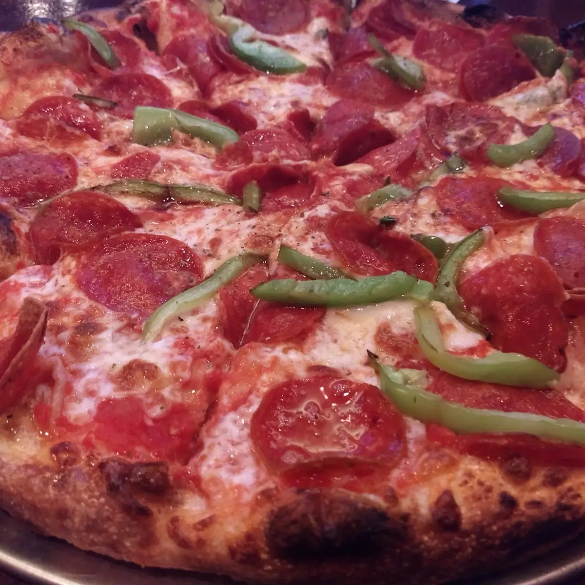 Pepperoni Pizza with Green Peppers