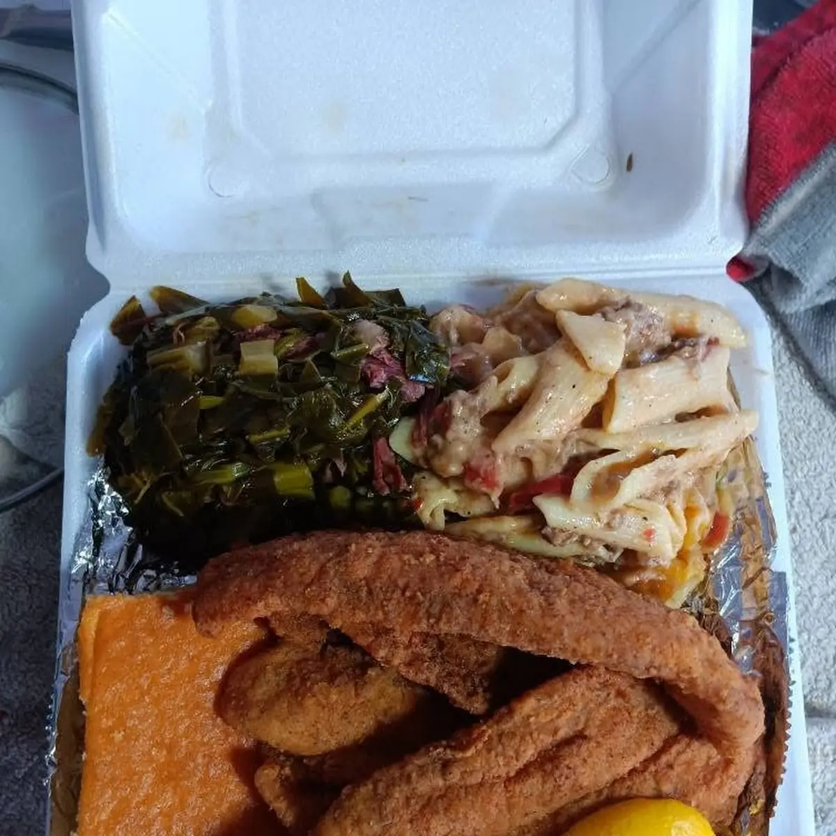 Fried Fish with Sides and Sauce