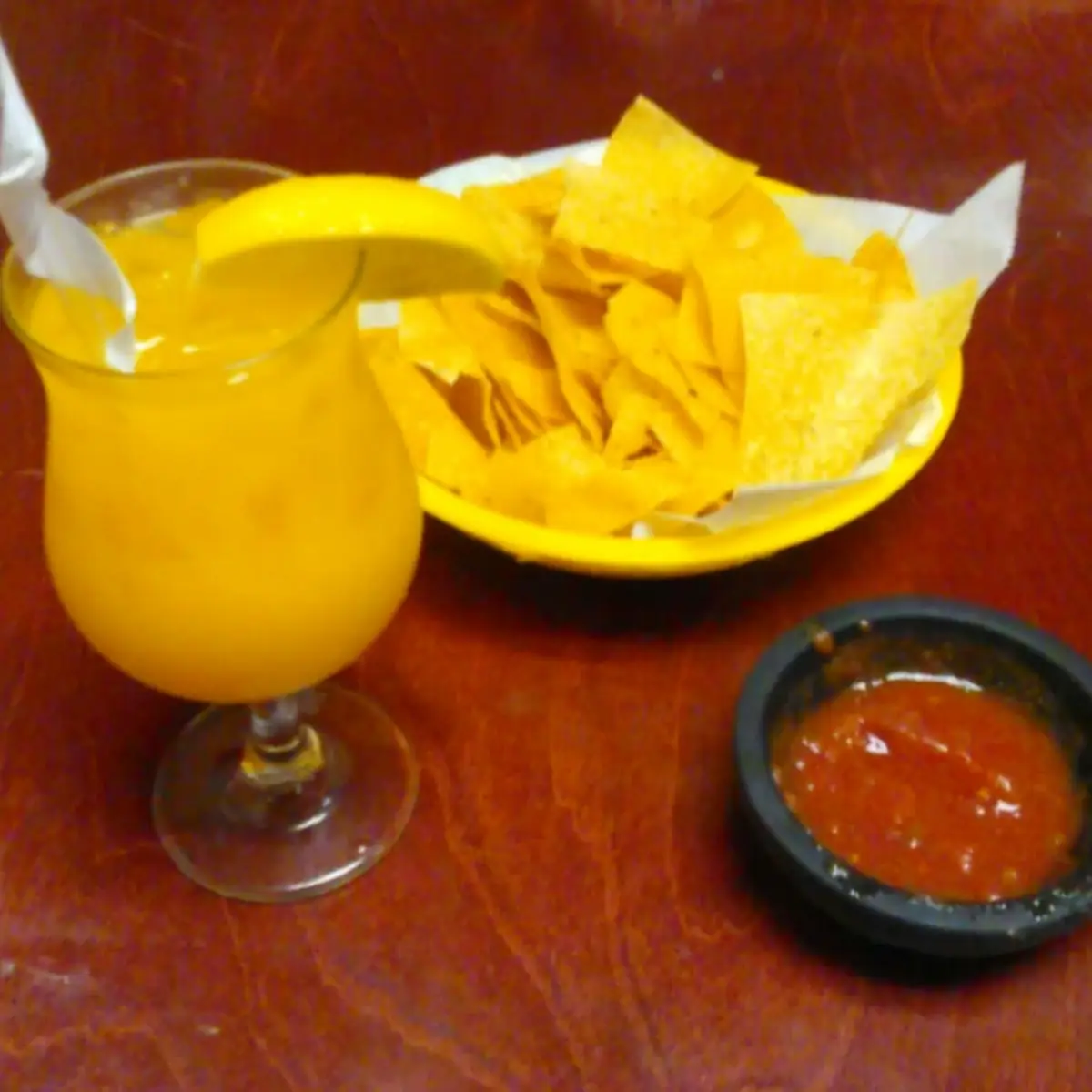 Chips N Salsa with a Mango Margarita