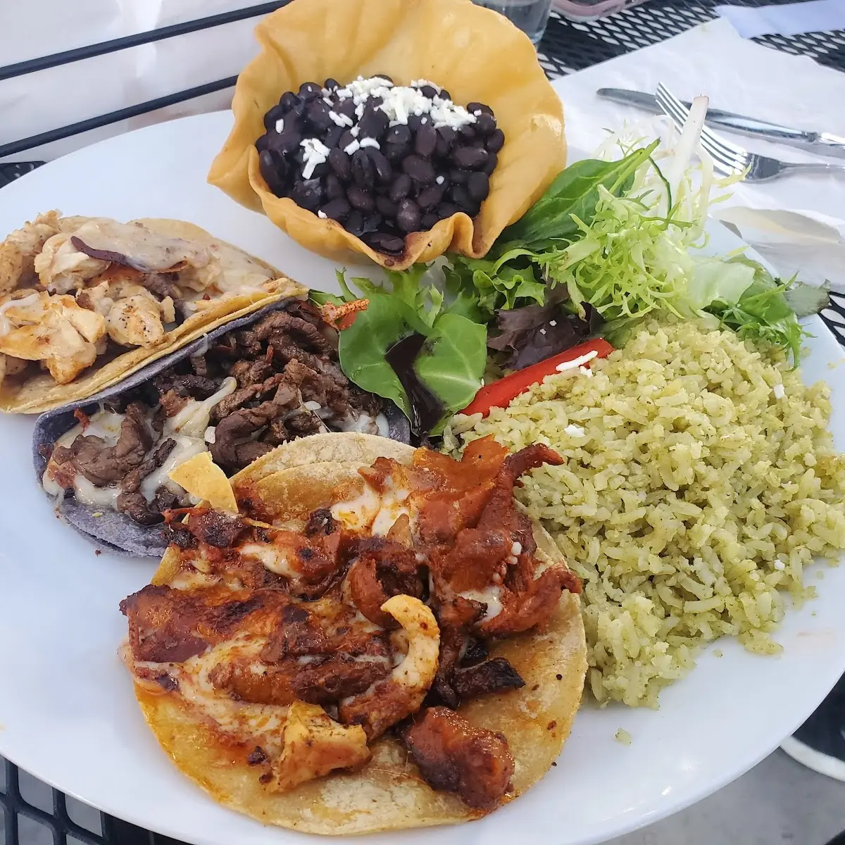 Chicken Tacos with Black Beans and Rice