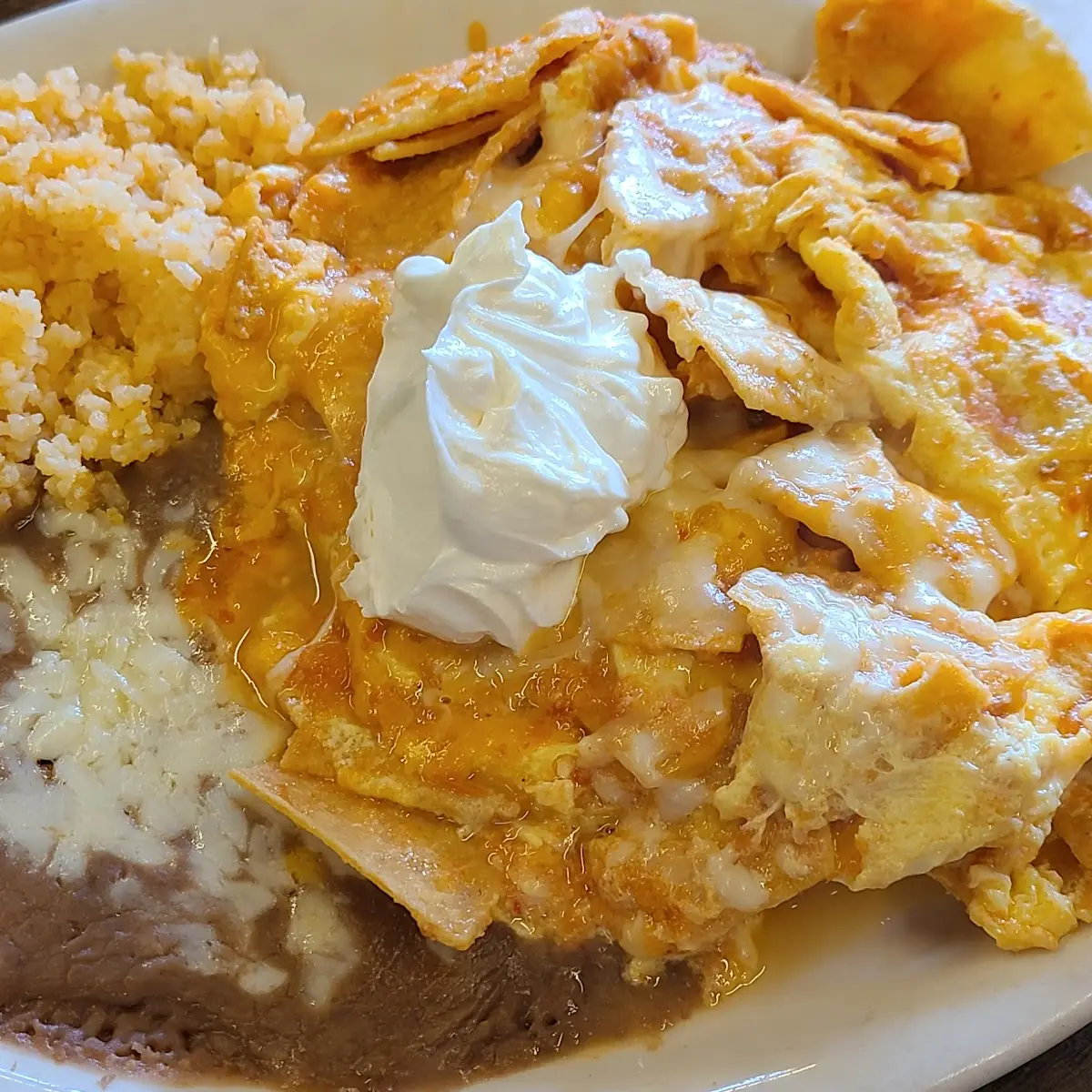 Chilaquiles with Red Sauce