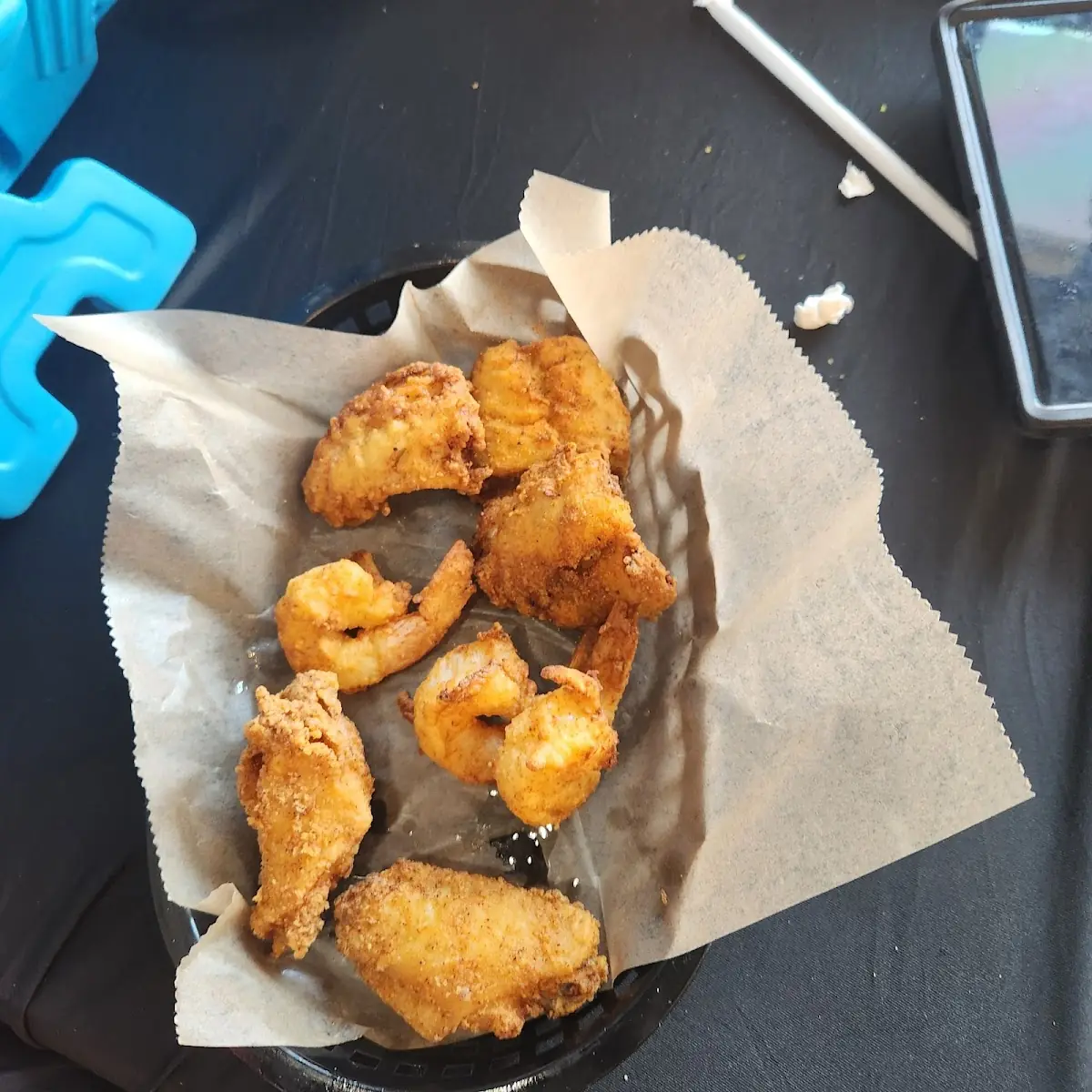 Fried Shrimp Fish Bits and Chicken Wings