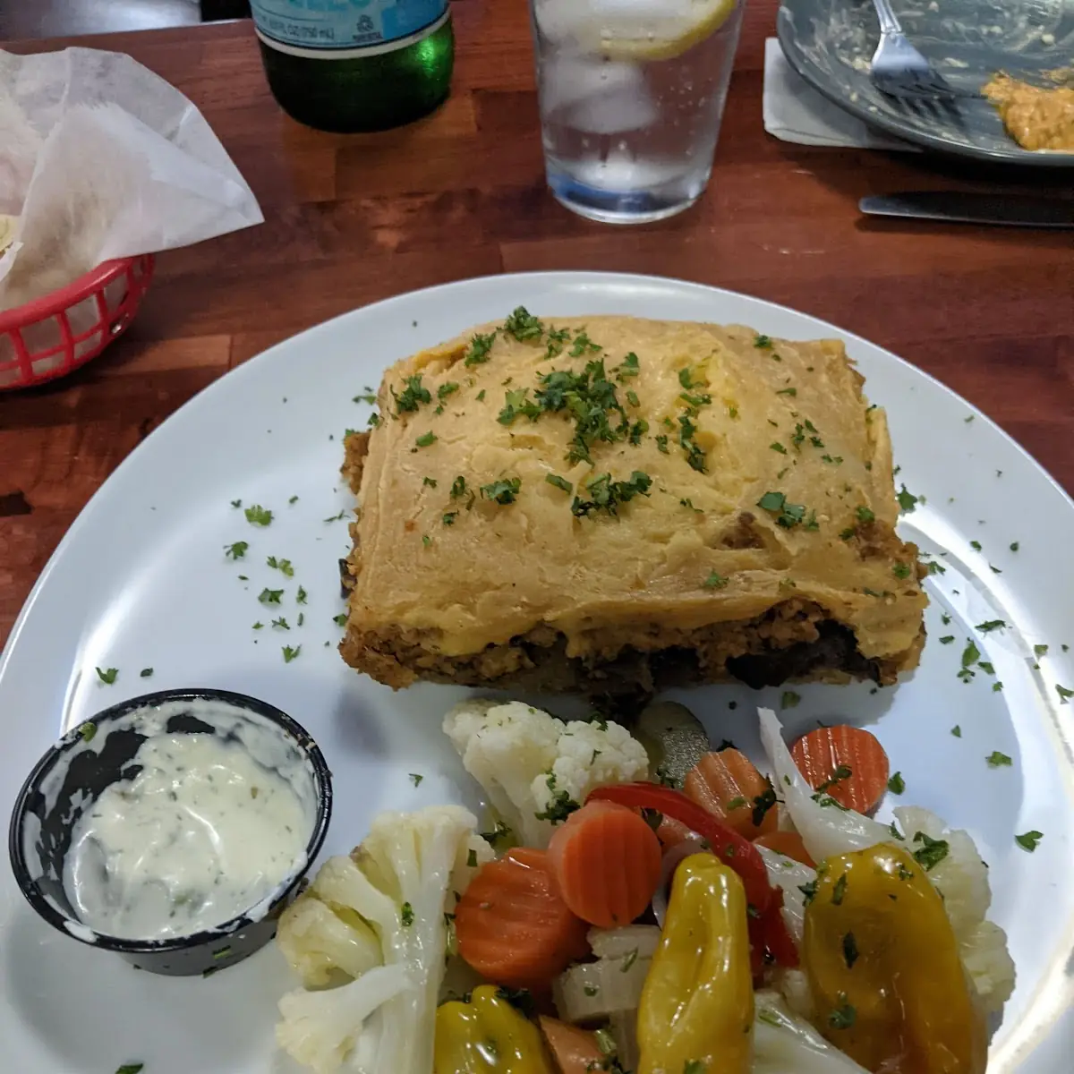 Vegetarian Mousaka with Pickled Vegetables