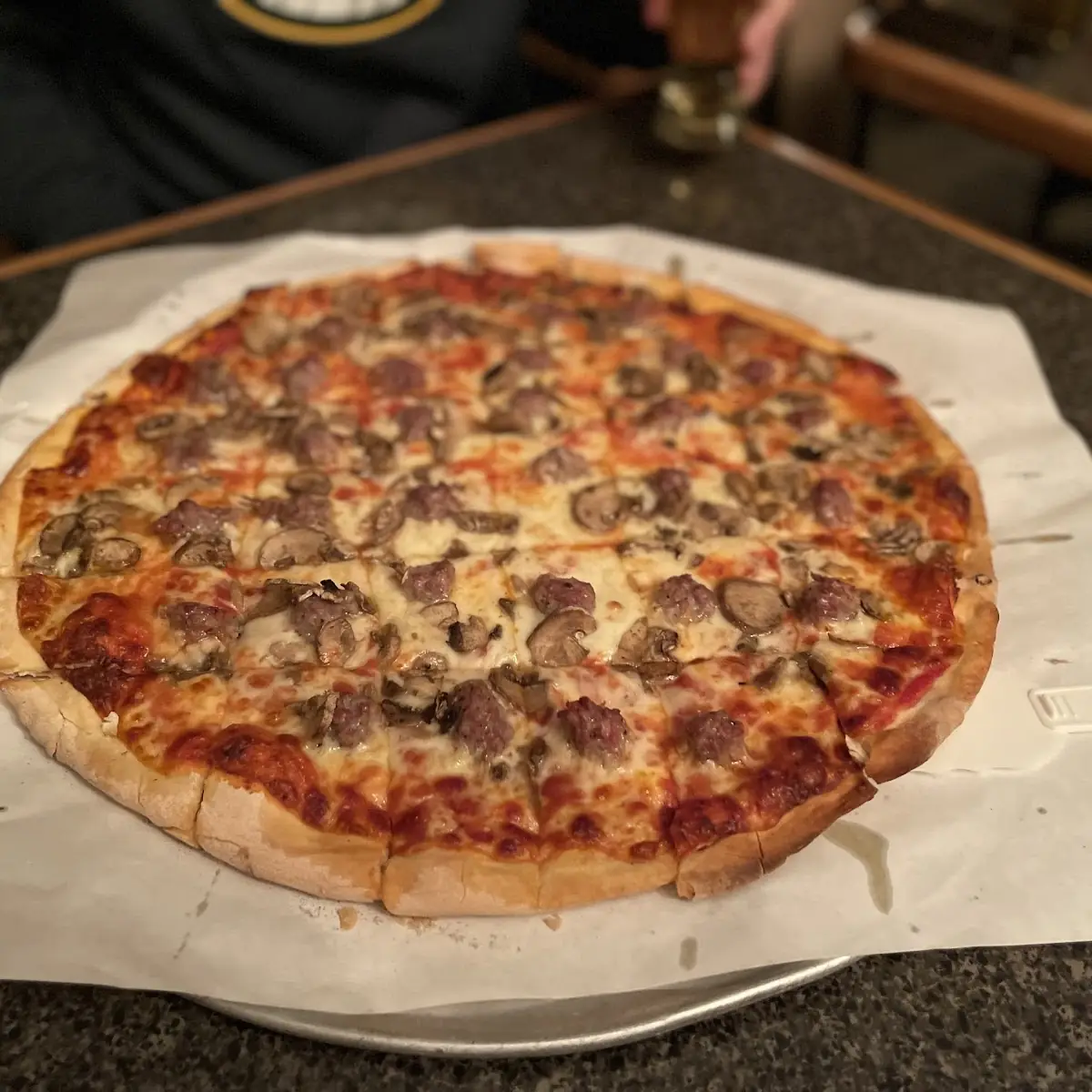 Combination Pizza with Canned Mushrooms