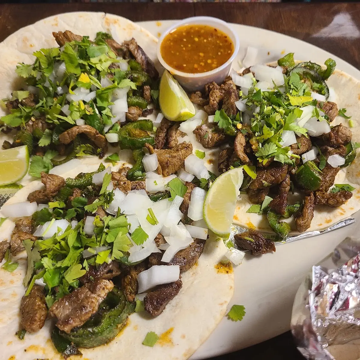 Two Beef Tacos Rice & Beans