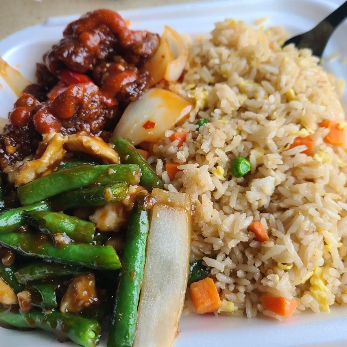 String Beans and Chicken Beijing Beef Fried Rice