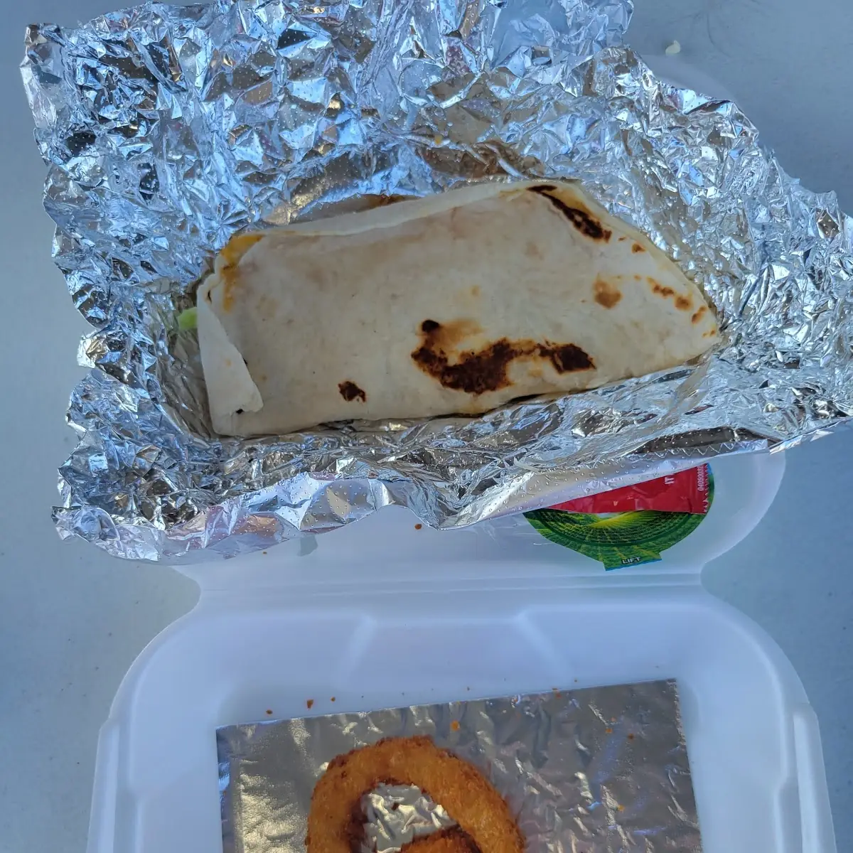 Chicken Quesadilla with Fried Cheese and Onion Rings
