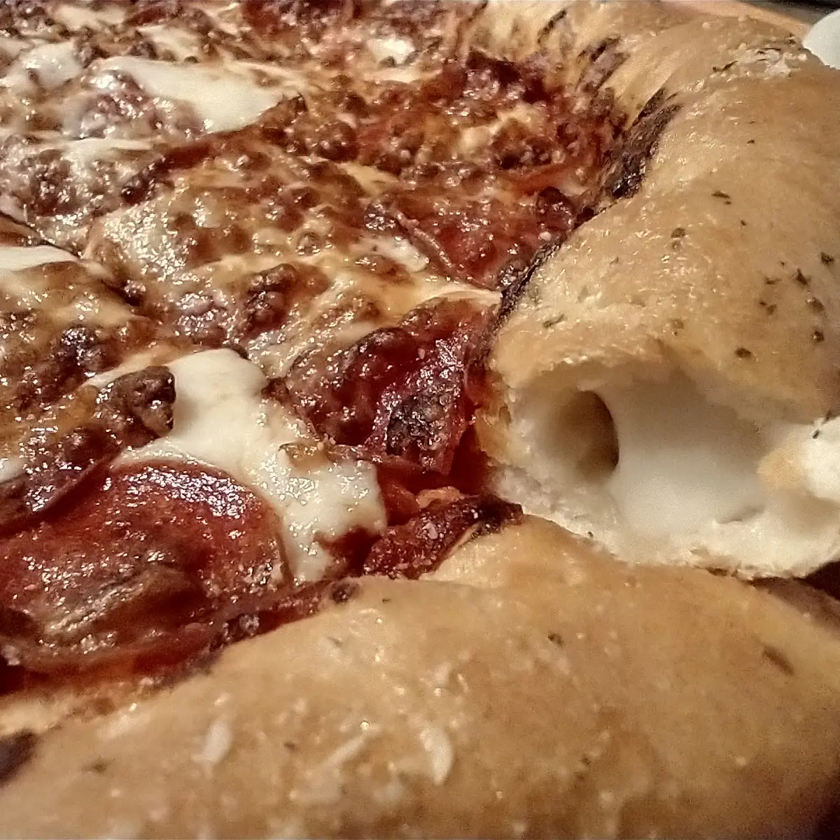 Stuffed Crust Pizza with Pepperoni and Extra Cheese
