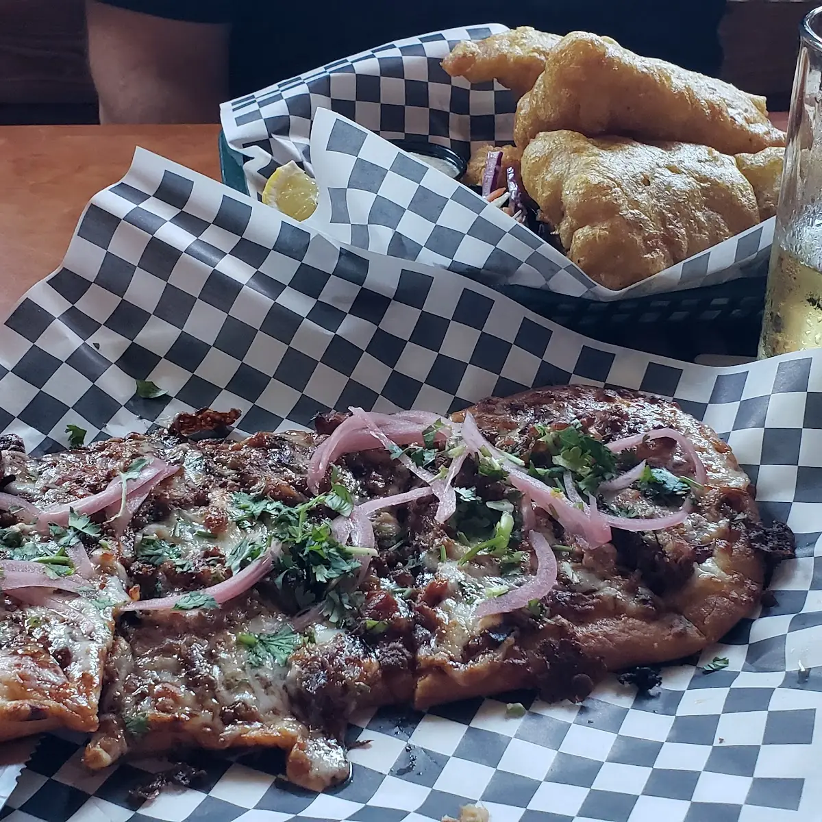 Fish and Chips Kalua Pork Flatbread
