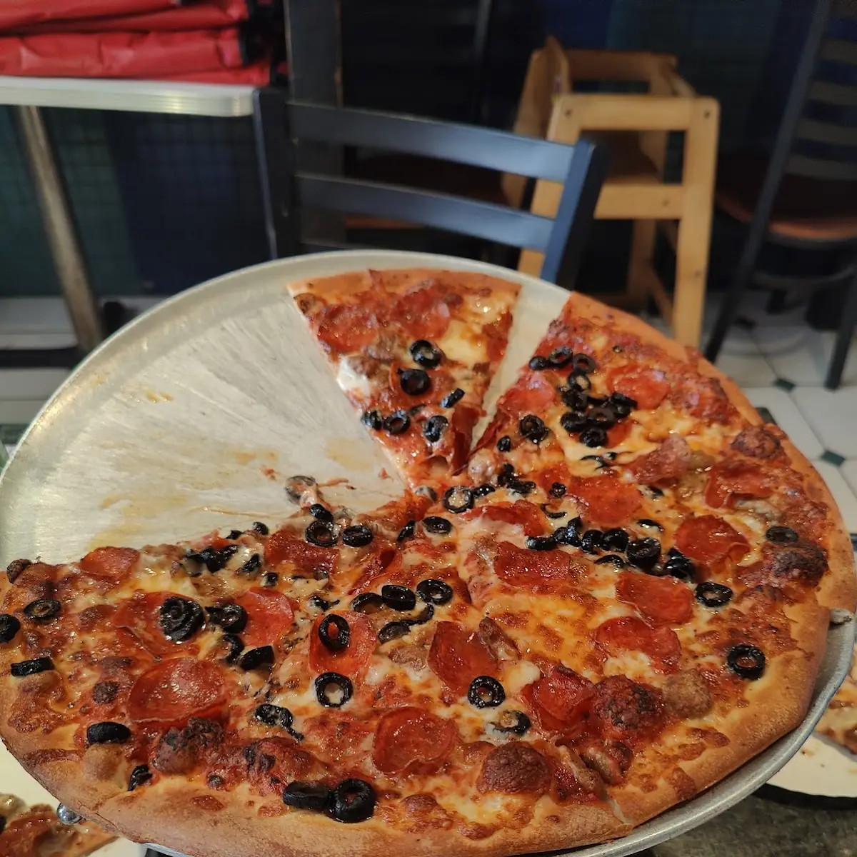Pepperoni Sausage and Black Olives