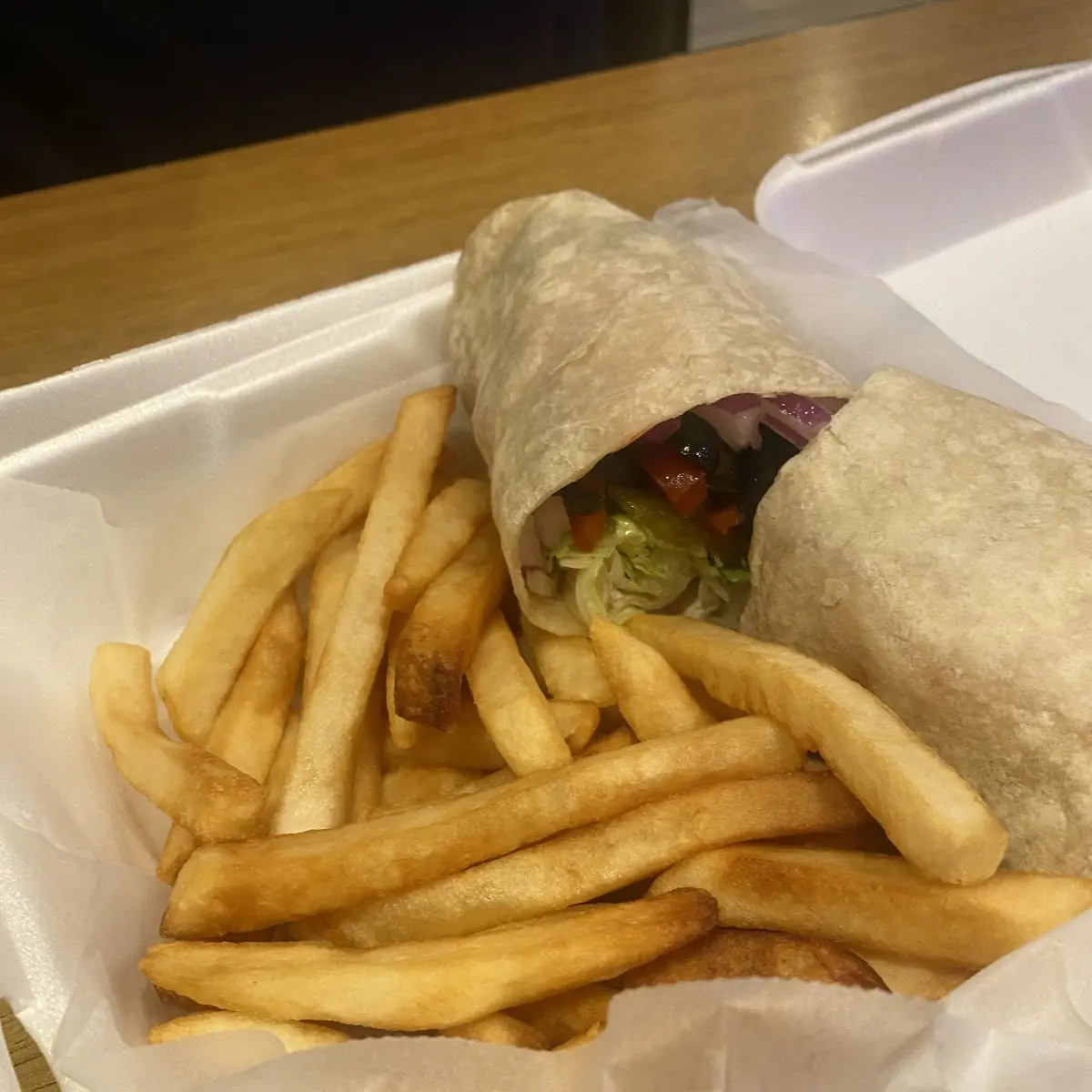 Veggie Wrap and Fries
