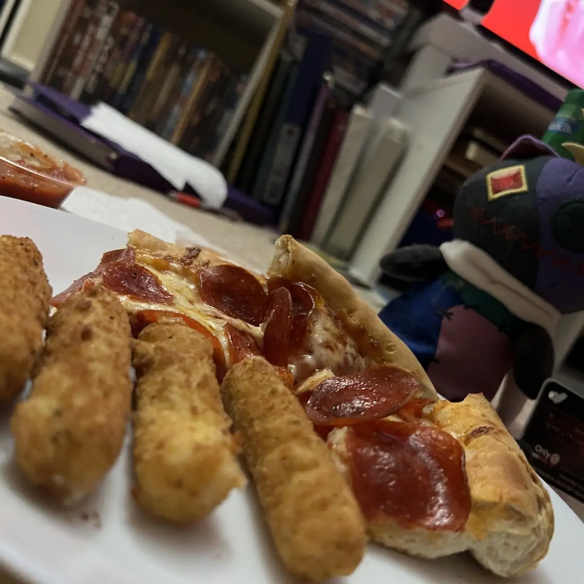 Mozzarella Sticks Thin Crust Cheese Pepperoni Pizza