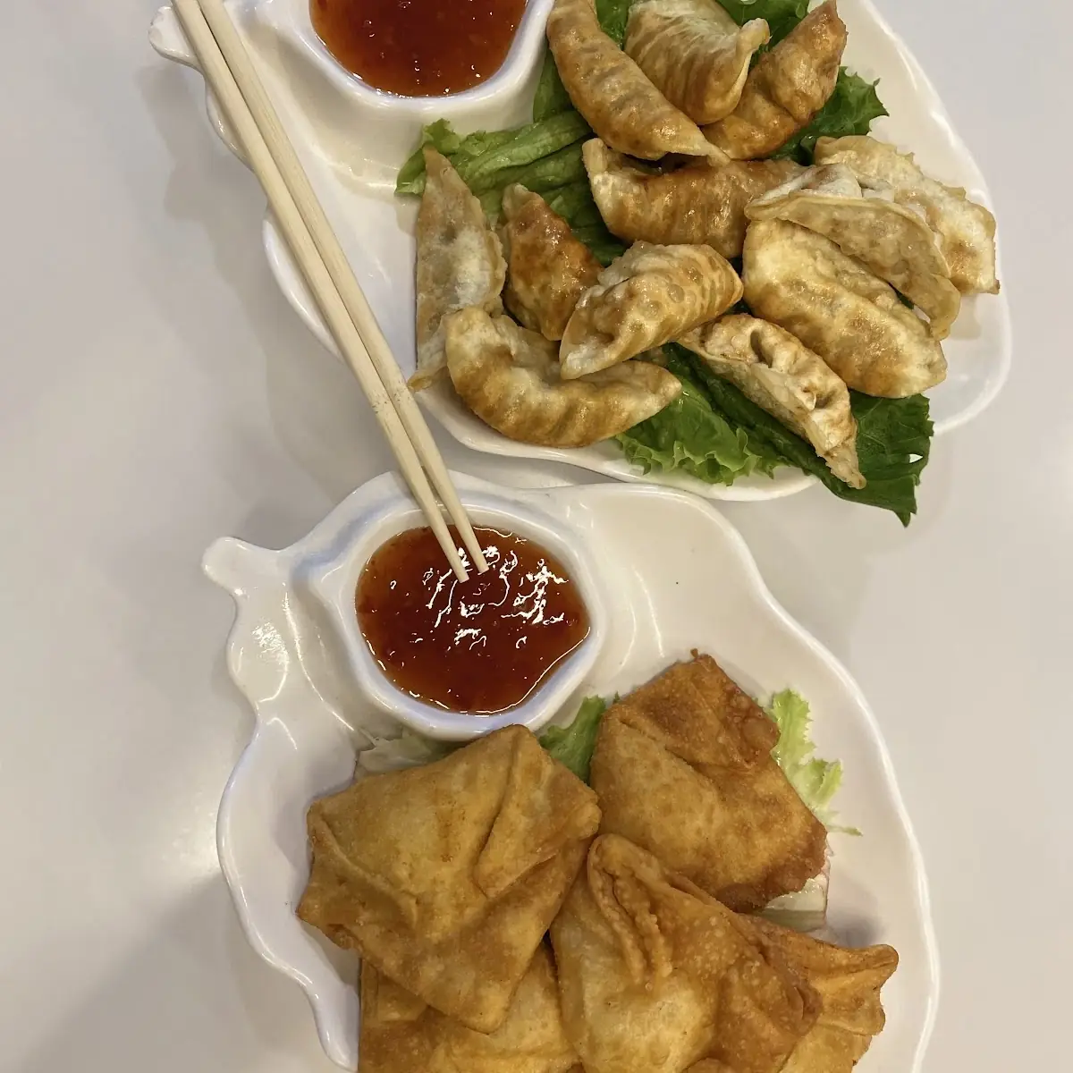 Veggie Dumplings and Crab Rangoon