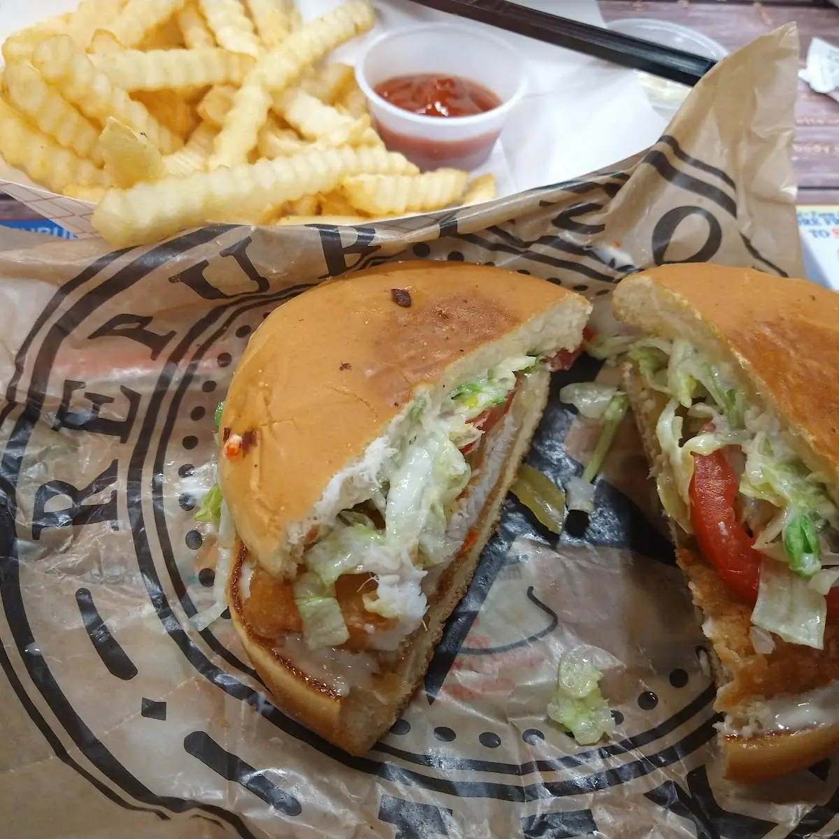Fried Cod Fish Sandwich and Fries