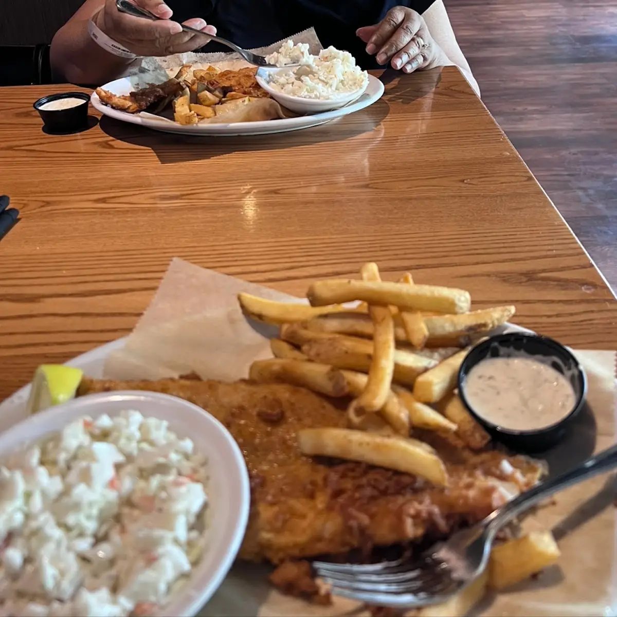 Fried Fish Dinner with Fries and Coleslaw