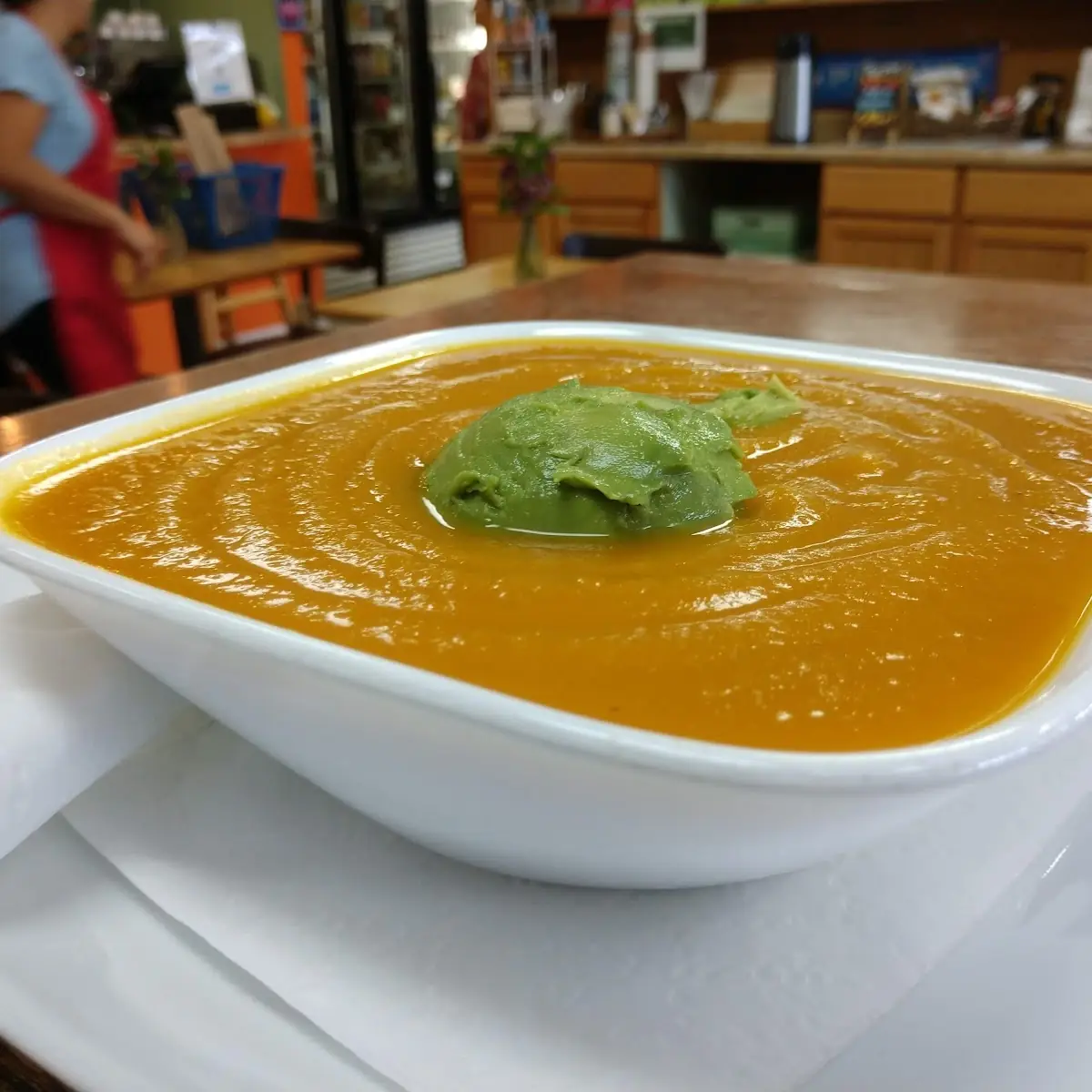 Butternut Squash Soup with Avocado Added