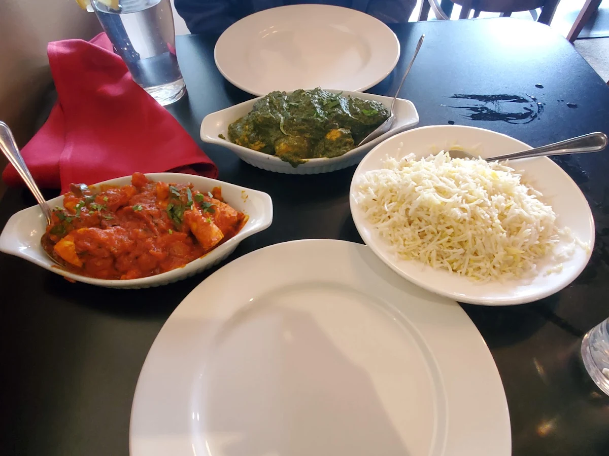 Chicken Karahi and Chicken Palak with Rice, Spice Hut Indian Cuisine