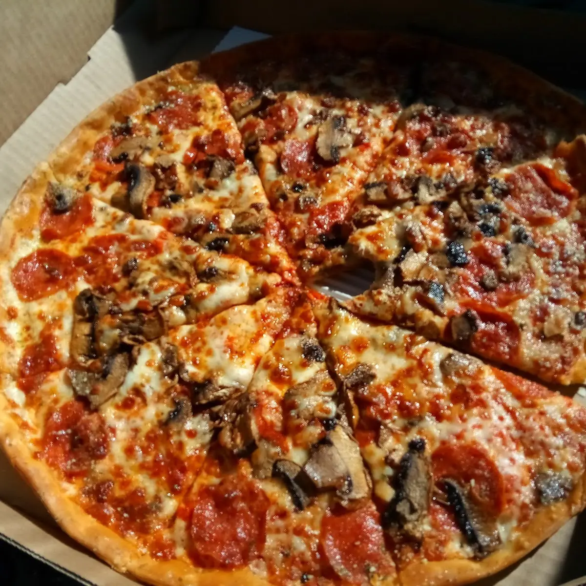 Thin Crust Extra Cheese Mushroom Pepperoni Pizza