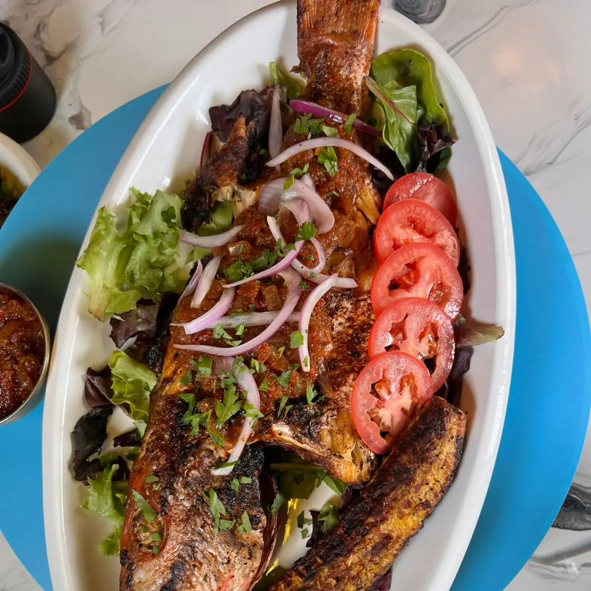 Snapper Fish Roasted Plantain Lettuce