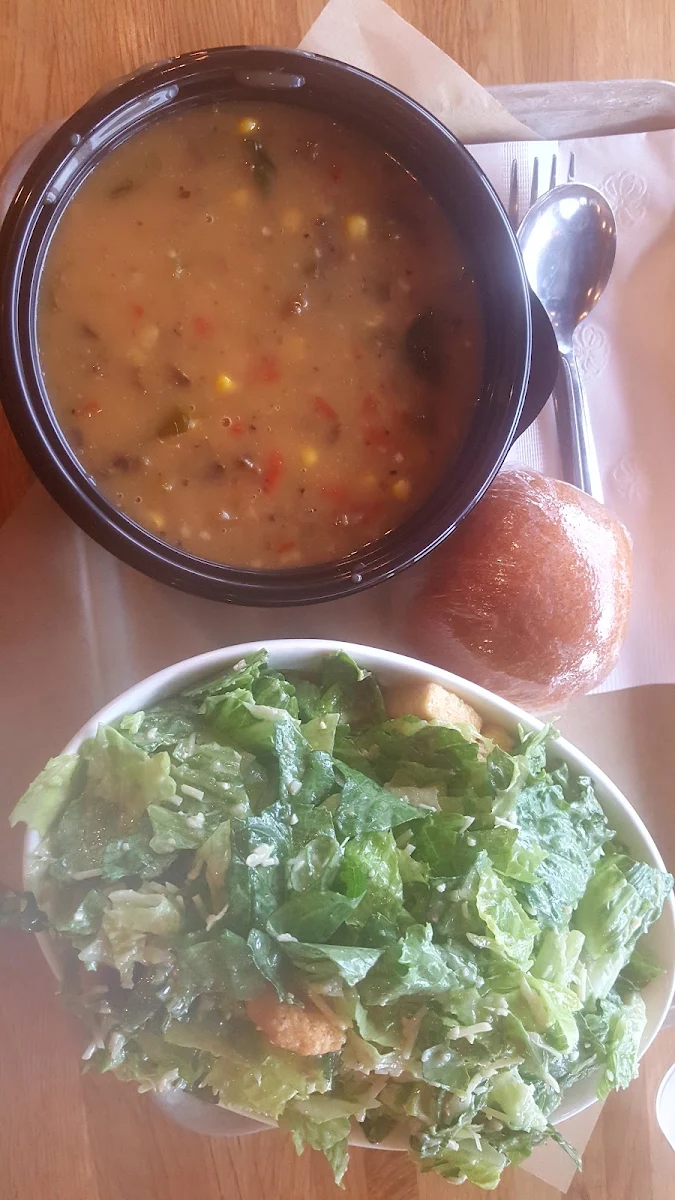 Veggie Soup and Caesar Salad